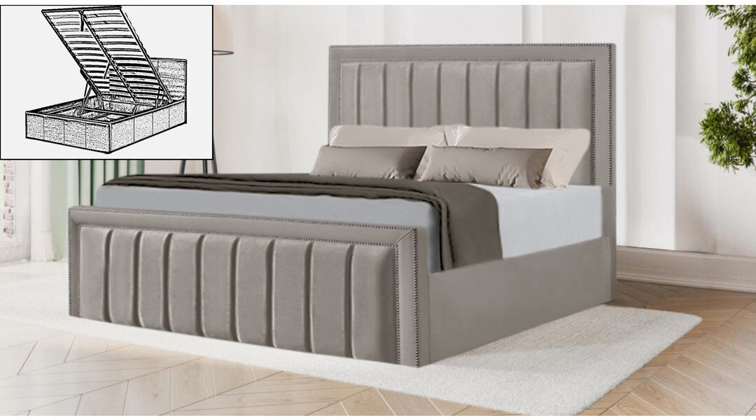 Brayden Studio Luciana Upholstered Ottoman Storage Bed Silver Single (3')