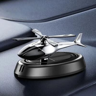 Uplift Treasures Solar Powered Aircraft Car Ornament black