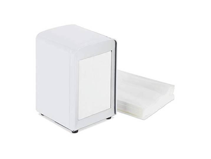 Relaxdays Distributeur serviettes de table\, Vintage Rétro restaurant Support porte serviette HxlxP: 15x9\,5x11 cm\, blanc
