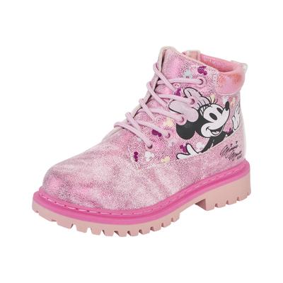 Schnürboots DISNEY "MINNIE", Mädchen, Gr. 26, atmungsaktiv, pink (fuxia), Synthetik, Schuhe Schnürboots, Winterschuhe, Winterboots, Schnürstiefel, Winterstiefel