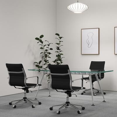 LUXMOD Executive Office Chair Ribbed Adjustable Swivel Home Office Desk Chair