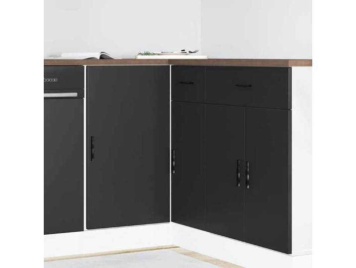 SALE 2025 Commode bahut cuisine - Meuble bas du lavabo noir - bois d'ingénierie 27 15 Kg 5137