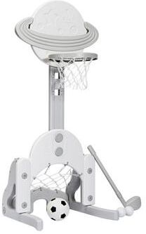 Costway 3 in 1 Height Adjustable Kids Basketball Hoop Set with Balls-White
