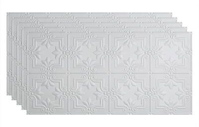 Fasade FASÄDE Regalia Decorative Vinyl 2ft x 4ft Glue Up Ceiling Panel in Gloss White (5 Pack)