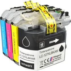 4 Kompatible Tinten ersetzt Brother LC-127XL+LC-125XL Multipack KCMY