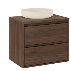 BADMÖBEL 60cm Edmé 2er-Set Dunkles Holz