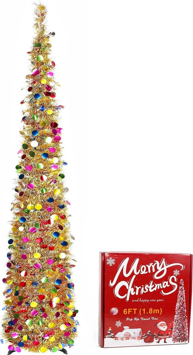 Gouden kunstkerstboom met naalden, Hoogte: 180 cm