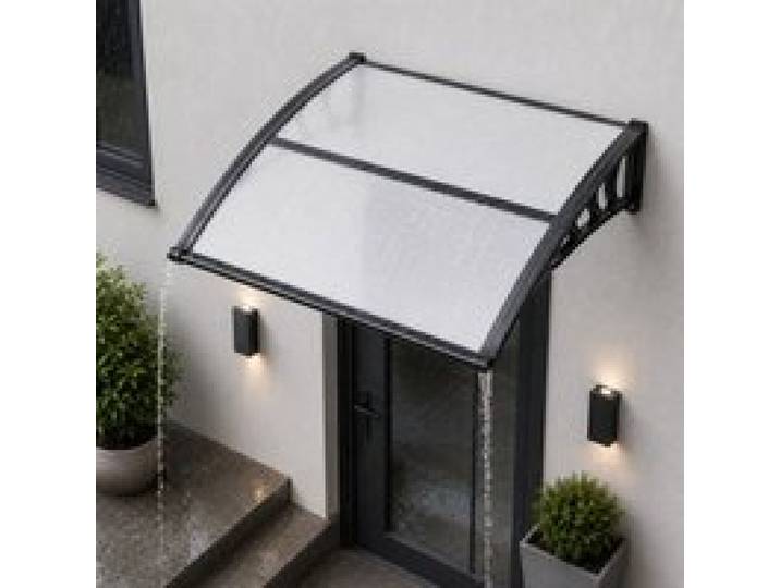 VEVOR Auvent de Porte d'Entrée 96,5x101,7 cm Marquise de Porte Extérieur Polycarbonate Transparent pour Fenêtres de Porches Balcons, Protection contre Pluie, Neige, Soleil, avec Drainage, Support ABS