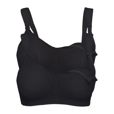 Still-BH BONPRIX "Still BH ohne Bügel mit Baumwolle (2er Pack)", Damen, Gr. 80, Cup D, schwarz (schwarz, schwarz), Obermaterial: 90% Baumwolle, 10% Elasthan. Futter: 90% Baumwolle, 10% Elasthan, BHs Still-BH, für den Alltag, mit Klickverschluss am...