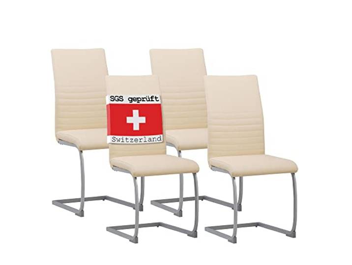 Albatros Freischwinger MURANO, 4-er Set Beige, SGS geprüft, Esszimmerstühle
