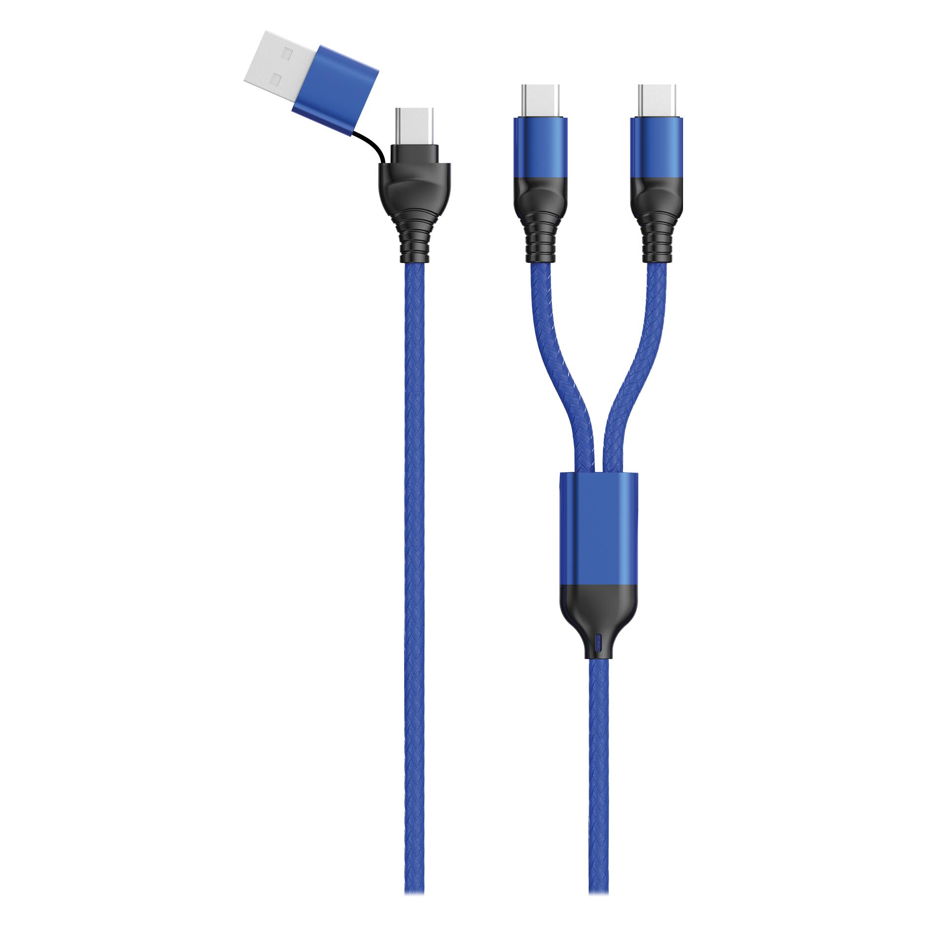 2GO USB / Type C Ladekabel DUO Type C blau 120cm (1.20 m) (797366)