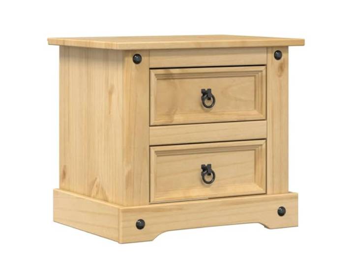 Heofavd Nachttisch Corona 53x39x47 cm Massivholz Kiefer 2 Schubladen