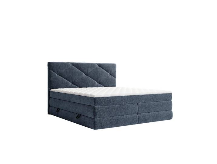 Carryhome Boxspringbett, Dunkelblau, Kunststoff, H3 + H4, Höhe ca. 19 cm, 140x200 cm, Wendematratze mit unterschiedlichen Härtegraden, Schlafzimmer, Betten, Boxspringbetten