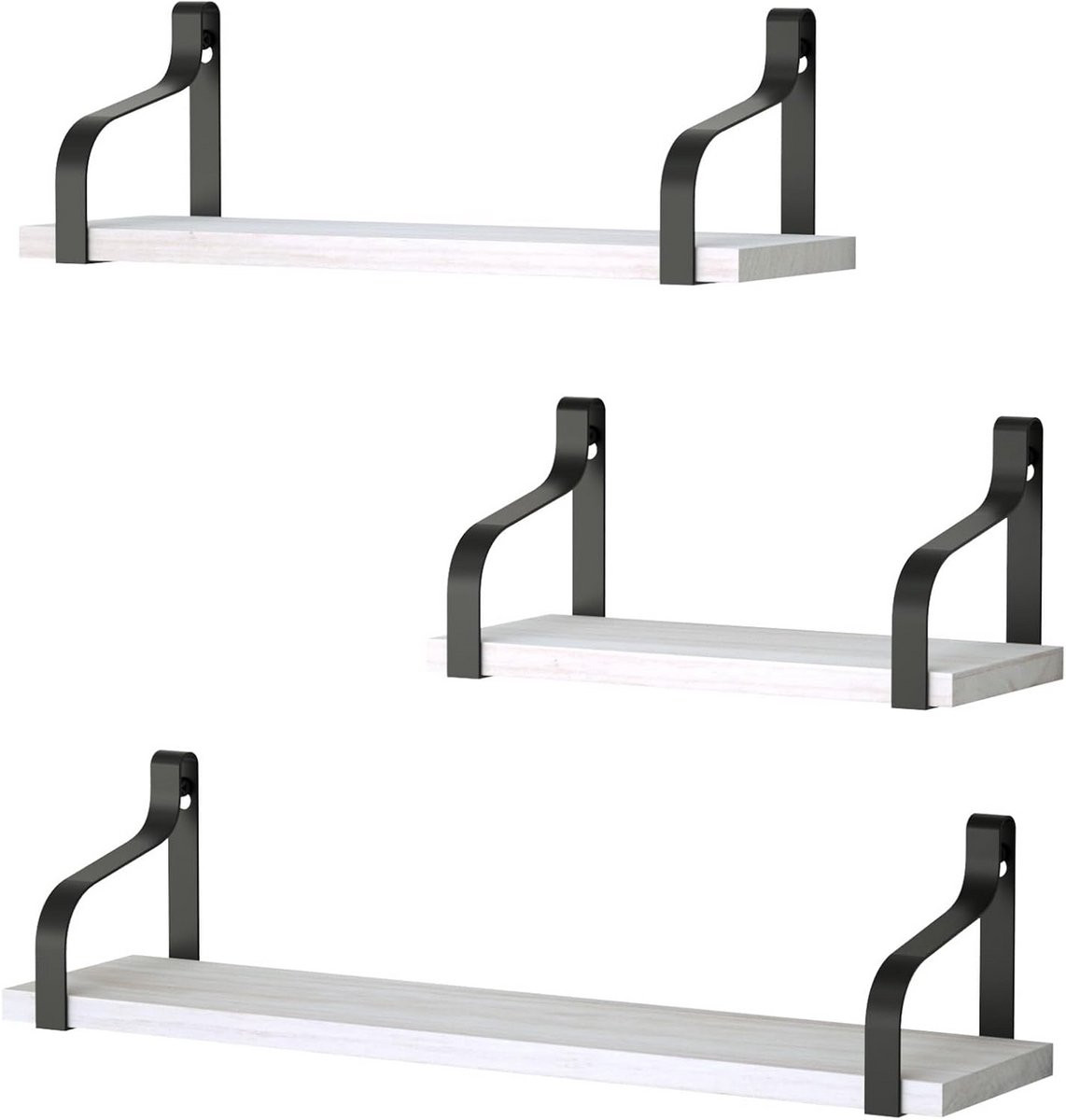 Set van 3 U-vormige wandplanken voor boeken en decoratie