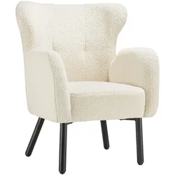 tectake Sessel Vänersborg, dick gepolstert, mit Bouclé-Bezug  Bouclé Creme/Schwarz