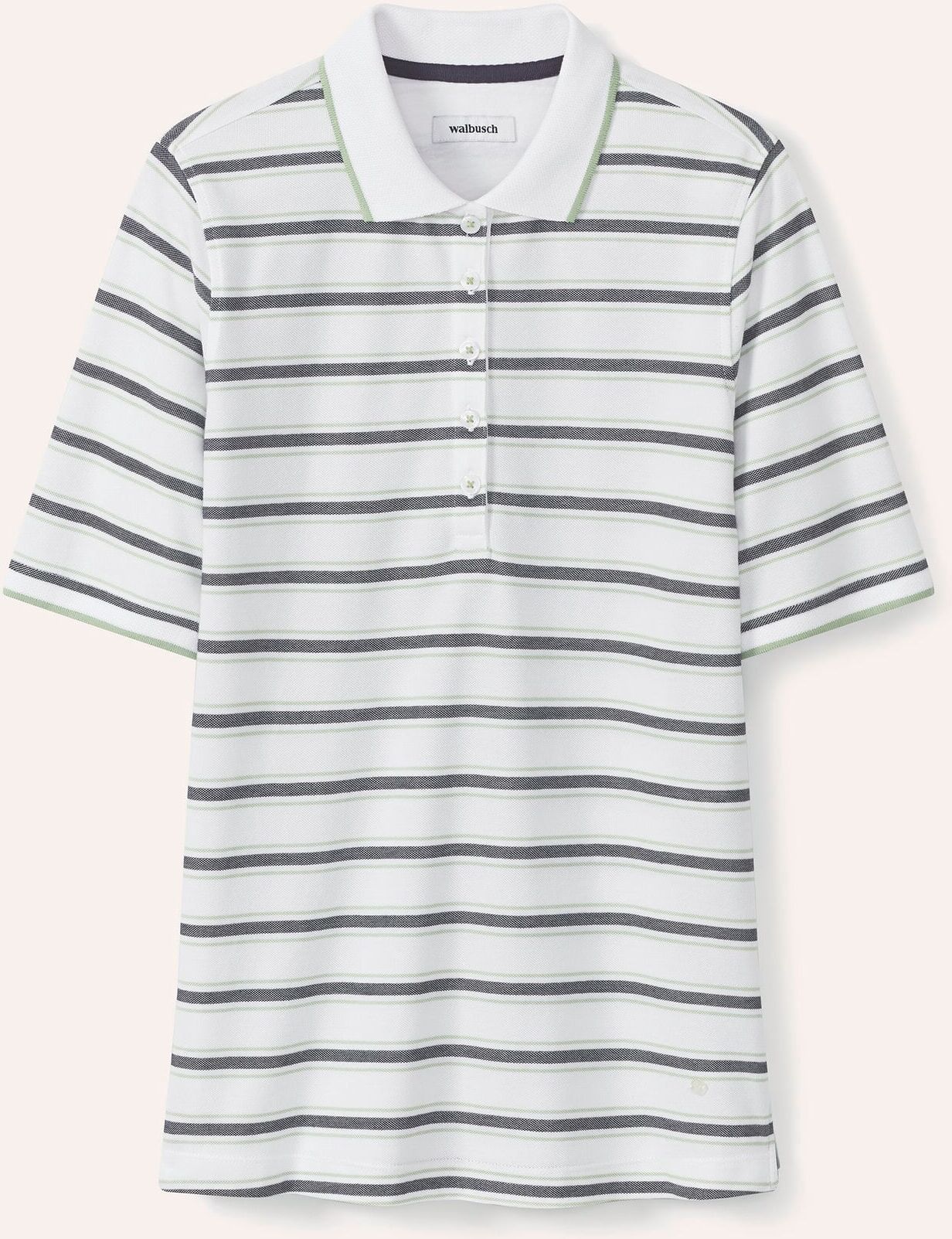 Walbusch Extraglatt Polo, normale Größen, Farbe Grün, 48, weicher Baumwollmix frische Dessins Damen