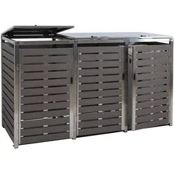 3er Mülltonnenverkleidung MCW-K14, Mülltonnenbox, 120x200x85cm WPC Edelstahl 104kg ~ anthrazit
