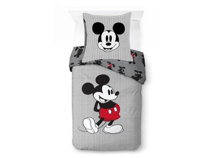 Disney Mickey Mouse Kinder Bettwäsche-Set 100% Baumwolle, Grau