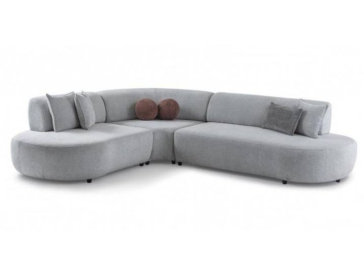 JVmoebel Ecksofa Elegantes Graues Ecksofa Luxuriöse L-Form Polstercouch Edle Möbel, 2 Teile, Kissen mit Reißverschluss, Mit Kissen, Ottomane Links, Ottomane Rechts