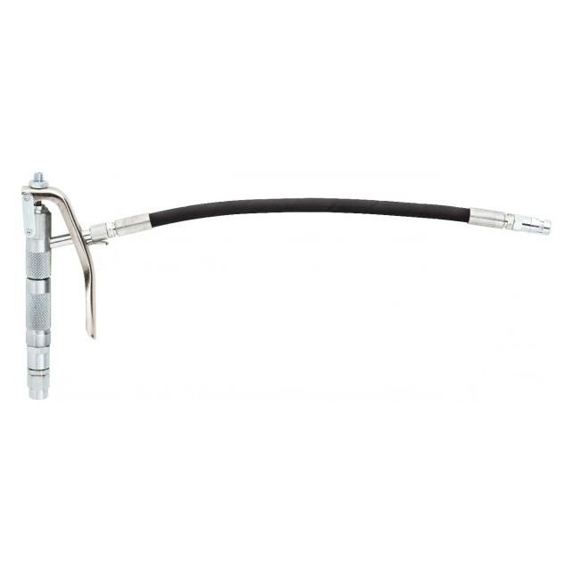 Elmag - Schmierfettpistole mit flexiblen Rohr IG 1/4' Drehgelenk, inkl. 4-Backen-Schmierkopf (Fettpresse) (33171)