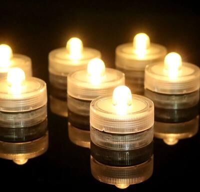 Uplift Picks Waterproof Submersible LED Tea Lights Flameless Wedding & Pool Decor warm Light 6 Pcs