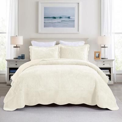 MarCielo Velvet Oversized Solid Embroidery Quilted Quilt Set