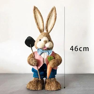 Inspired Living Handcrafted Straw Rabbit Easter Decoration Rustic Bunny Ornament For Home & Garden 3