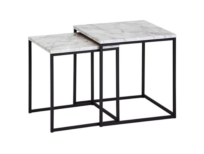Wohnling Beistelltisch 2er Set 40x40x42,5 cm Weiß Marmor-Optik