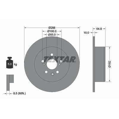 TEXTAR Bremsscheibe PRO 92135903 288mm 10mm für TOYOTA