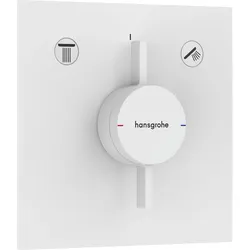 hansgrohe DuoTurn E Mischer, Unterputz, 2 Verbraucher, 2 Funktionen, eckige Rosette, 75417700, Farbe: Weiß Matt