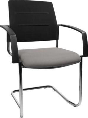 Schäfer Shop Select Freischwinger SSI Proline Visit S2, ergonomisch, Armlehnen, stapelbar bis 4 Stück, B 480 x T 480 x H 480 mm, grau/schwarz