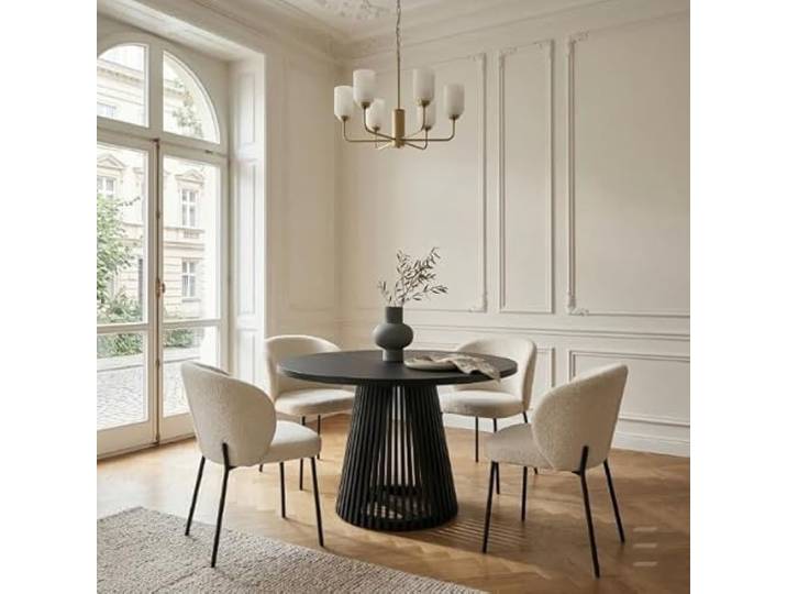 Dekori Möbel Esstisch ausziehbar Schwarz Dover Für 4–8 Personen 110/210 cm Esstisch mit Lamellen Industrial/Loft Stil