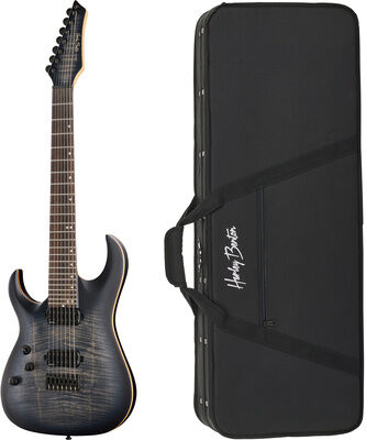 Harley Benton Amarok 7 LH BKNT Flame w/Case Black Natural Flame Burst Satin