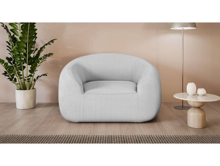 Relaxsessel YANI, 100% Polyester, Hellgrau, 127×96×76 cm, Organische Form, Modern, LeGer