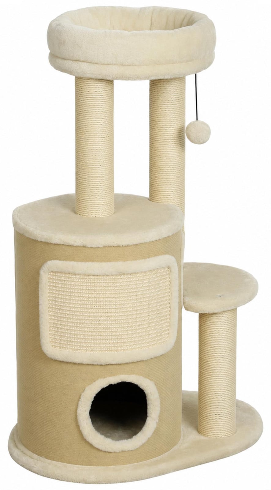 PawHut krabbelounge met twee verdiepingen en sisal krabpalen