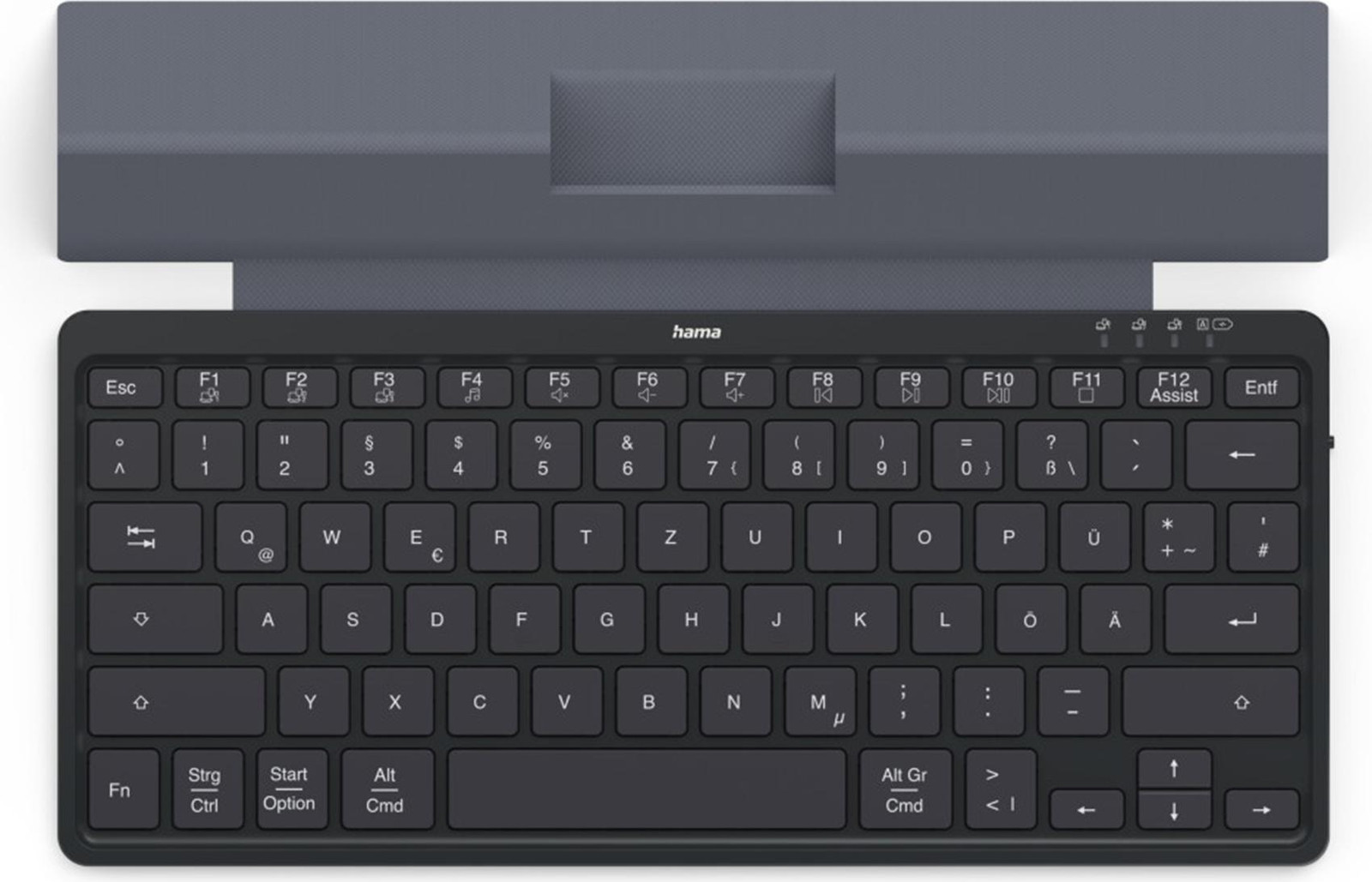 Hama Travel 600 QWERTZ Duitse toetsenbord met schuifmechanisme, Zwart/Donkergrijs, Kunststof