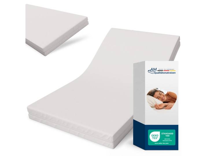 AM Qualitätsmatratzen Pflegematratze 120/200 cm - 14cm Höhe & wasserdichten Bezug, Weiß, Uni, Füllung: Polyetherschaumkern, Rechteckig, 120x200 cm, Bezug rundum abnehmbar, Schlafzimmer, Matratzen