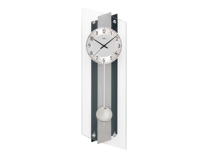 Pendule Centro Aluminium brossé / Matériau dérivé du bois verni 19 x 67 x 10cm Argenté/Argenté/Noir