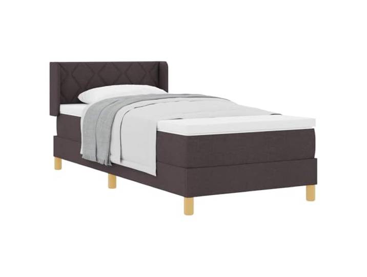 PUGYNBK Boxspringbett, 200 x 90 cm, Dunkelbraun Lattenrost, verstellbares Kopfteil, Kiefernholz, atmungsaktives Polyester