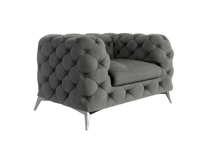 S-Style Möbel Chesterfield-Sessel Kalina mit silbernen Metall Füßen, mit Wellenfederung
