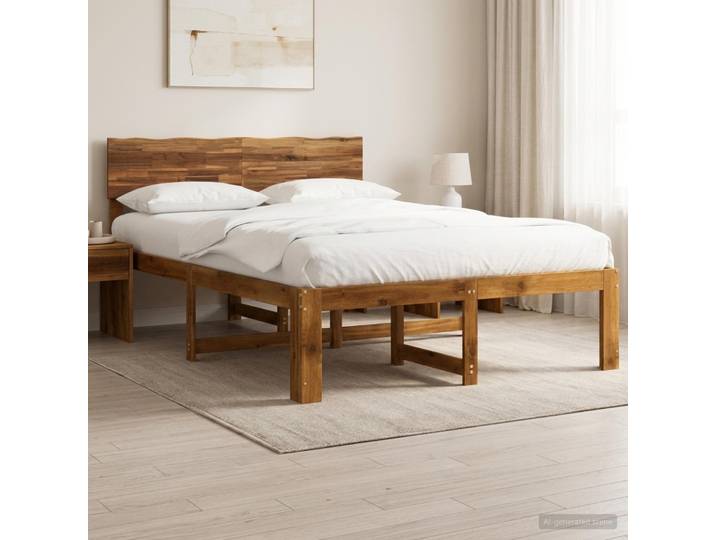 vidaXL Doppelbettgestell mit Kopfteil ROSTOCK Natur 160 x 200 cm
