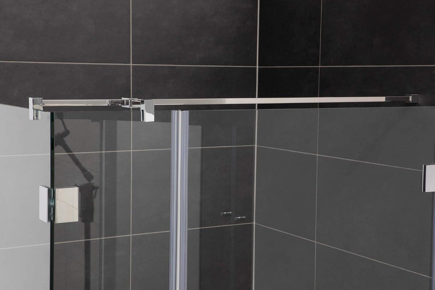Konzept Design Stabilisationsstange mit Seitenarm für Eckduschen, 100cm, Chrom, eckig
