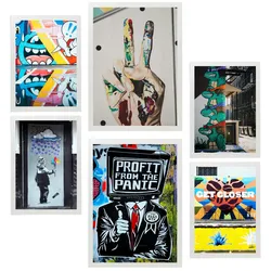 POSTER Set Mit 6 Graffiti Straßenkunst A3 & A4 Weißer Rahmen