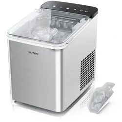 Arendo Eiswürfelmaschine, Ice Maker Eiswürfelbereiter, max. 12kg Eiswürfe pro Tag, 1,1L Behälter, silber