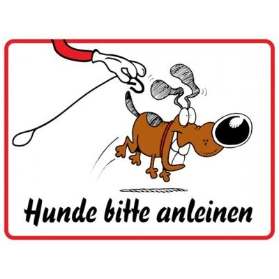 Hinweisschild, Hunde bitte anleinen, 150 x 200 mm - 200x150x0.45 mm Aluminium geprägt