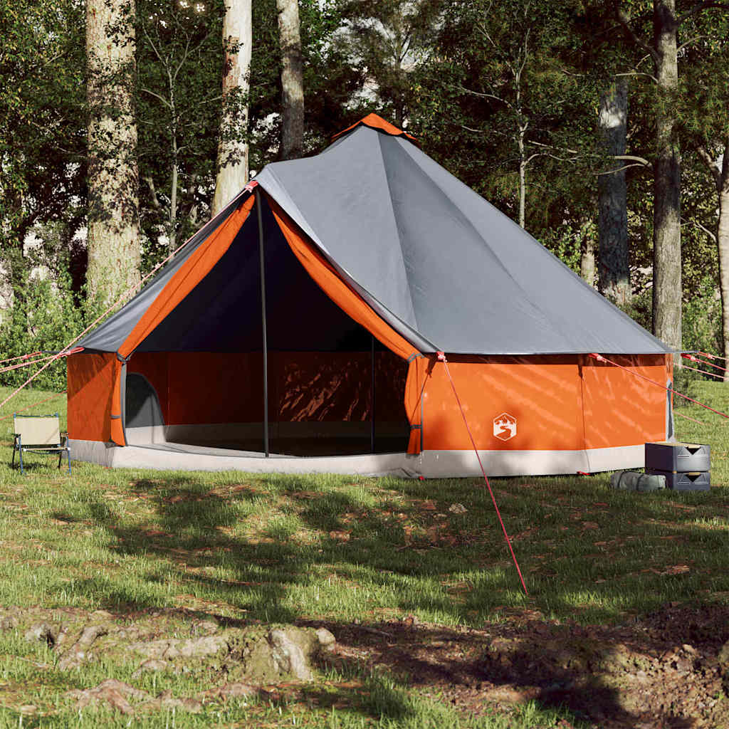 vidaXL Tente familiale tipi 12 personnes gris et orange imperméable