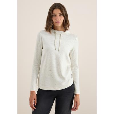 Langarmshirt CECIL, Damen, Gr. XL (44), vanilleweiß, Stoff, 72% Viskose, 23% Polyester, 5% Elasthan, unifarben, normal normal, hoch geschlossener Ausschnitt, abgesteppt, Shirts Langarmshirt, mit Struktur-Muster