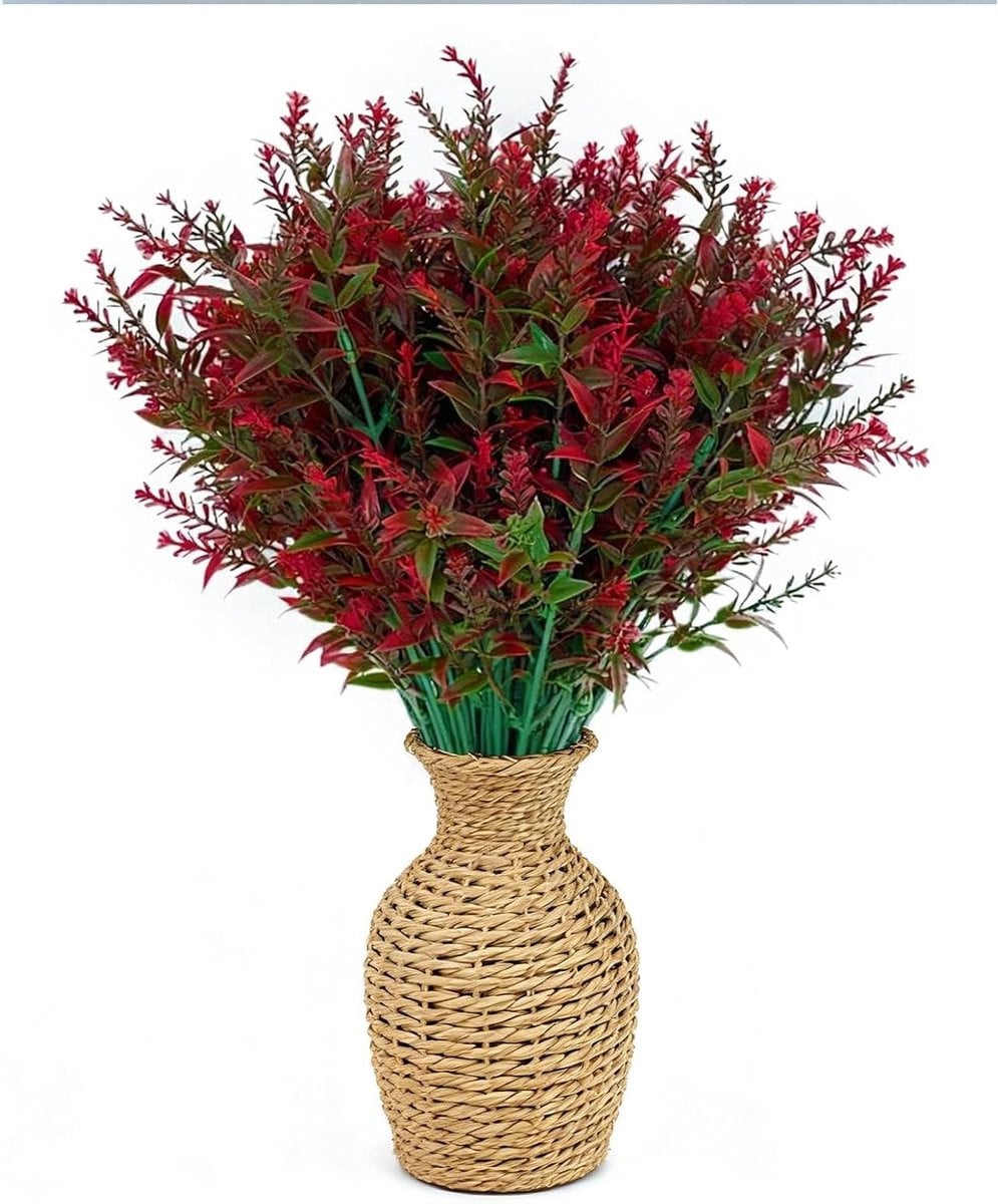 Set van 8 rode kunstbloemen bundels voor buiten decoratie, weerbestendig