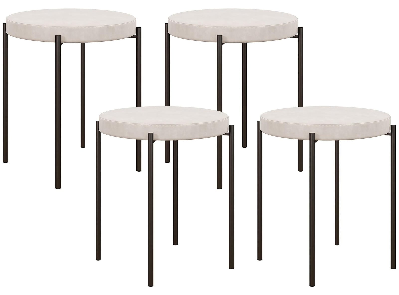 Selius Set van 4 Stapelbare Eetkamerstoelen Beige