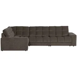Ecksofa Date Webstoff, klassisches Design mit Vintage-Look, links, grau, großzügige Sitzfläche